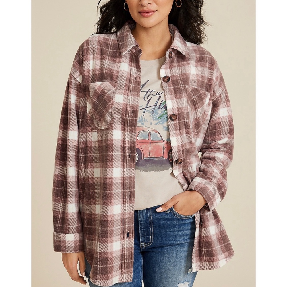 Maurice’s - Women’s Plaid Button-Up Fleece Shacket